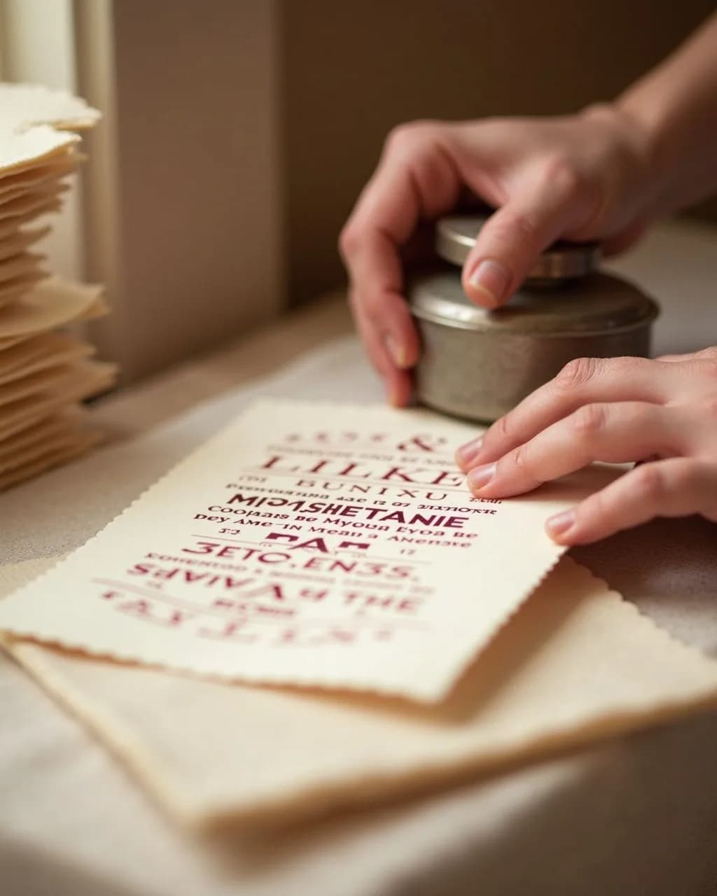 Studio Papierowa Miłość: ręce, papier czerpany, tłoczenie